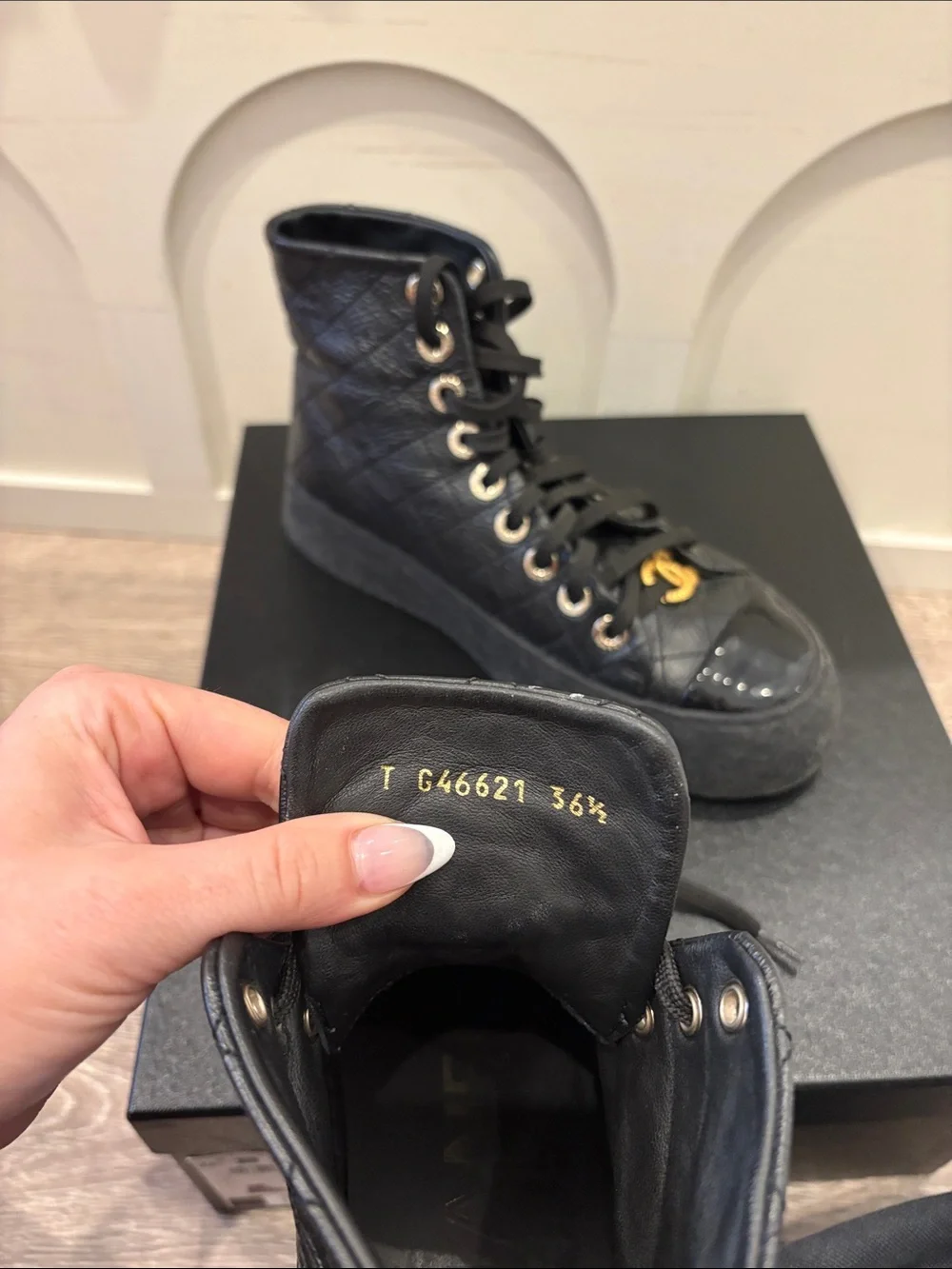 CHANEL Black Quilted Leather High-Top Sneakers - metier d’arts 2025, 25A